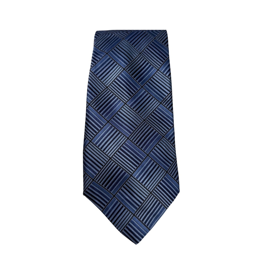 Arrow‎ Mens Blue Black Geometric Grid Silk Necktie Classic Business Formal Tie